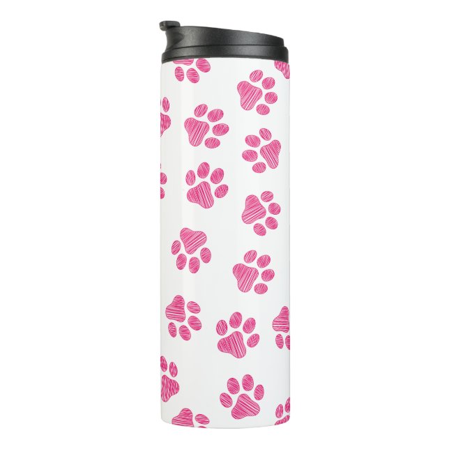 Doodle Paws, Hundepaws, rosa Paws Thermosbecher (Nach rechts gedreht)