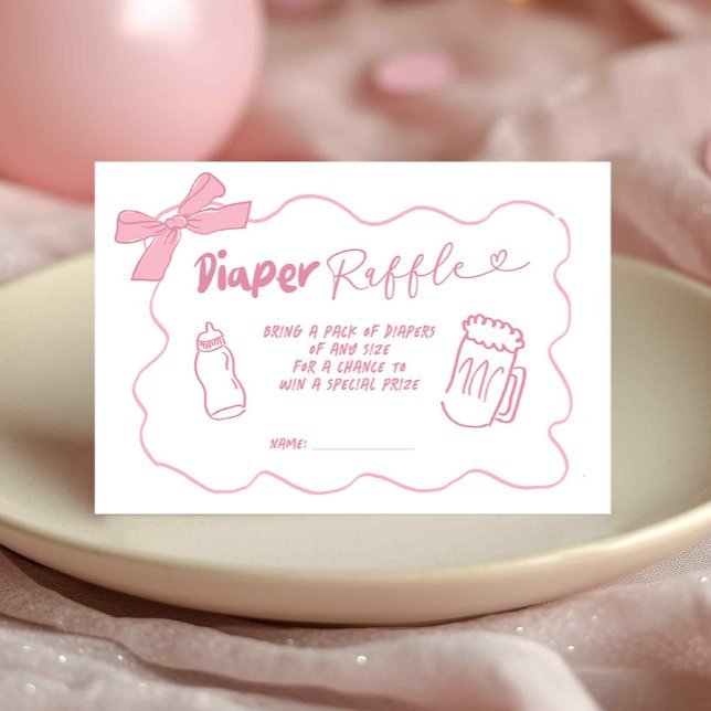 Doodle Pink Gir Baby wird Windeln Raffle Card Begleitkarte (Von Creator hochgeladen)