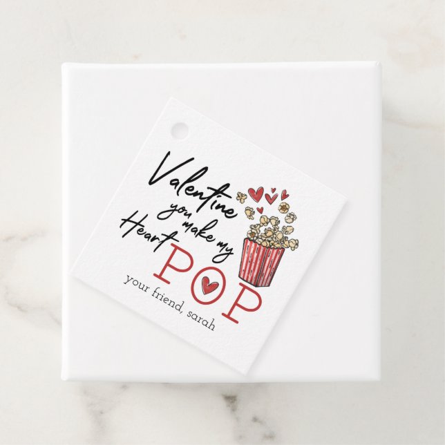 Doodle Popcorn Valentine Tag Geschenkanhänger (Beispiel)