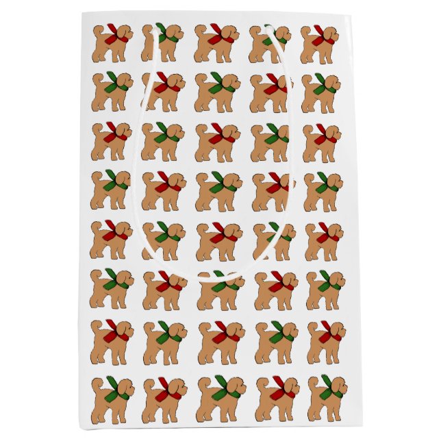 Doodle Puppy Dodge Weihnachtsfeiertag Mittlere Geschenktüte (Vorderseite)