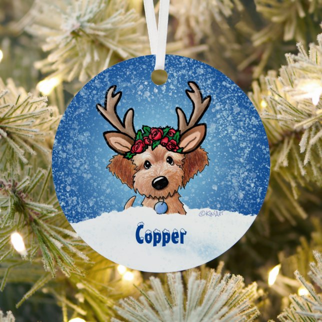Doodle Puppy Rentier Weihnachtsmetallschmuck Ornament Aus Metall (InSitu)
