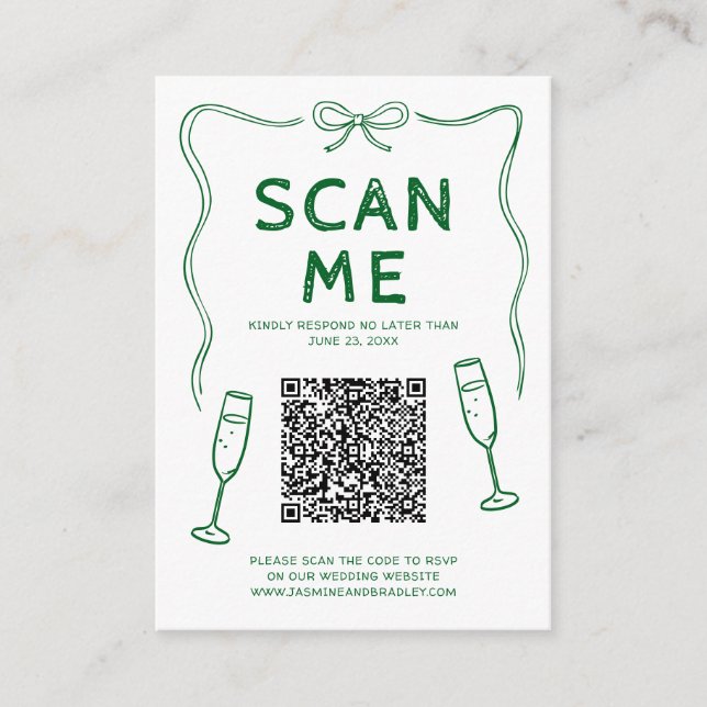 Doodle-QR-Code-Hochzeit Begleitkarte (Vorderseite)