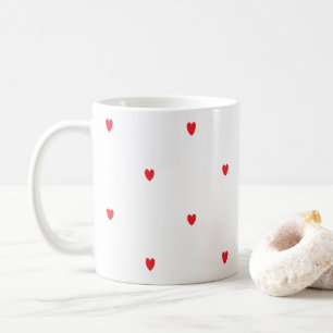 Doodle Red Hearts Weiße Niedliche Klasse Elegant  Kaffeetasse
