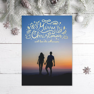 Doodle Ribbon Frohe Weihnachts-festliches Foto Folien Feiertagskarte