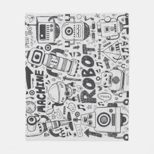 Doodle Robot Illustrator Zeichnend Fleecedecke