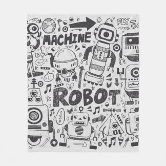 Doodle-Roboter-Element, Illustrator-Linie Werkzeug Fleecedecke