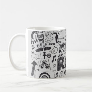 Doodle-Roboter-Element, Illustrator-Linie Werkzeug Kaffeetasse