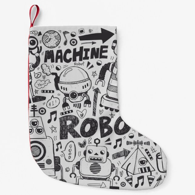 Doodle-Roboter-Element, Illustrator-Linie Werkzeug Kleiner Weihnachtsstrumpf (Vorderseite)