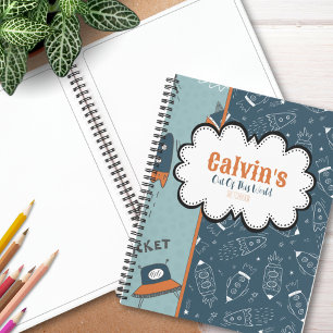 Doodle Rockets im Leerzeichen Blaue Musterbezeichn Notizbuch