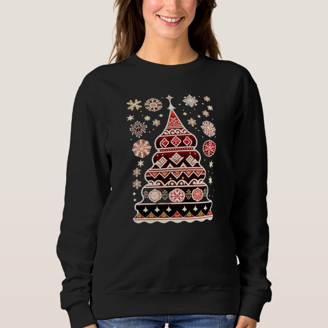 Doodle Russian Christmas Tree Sweater, Hoodie 2023 (Vorderseite)