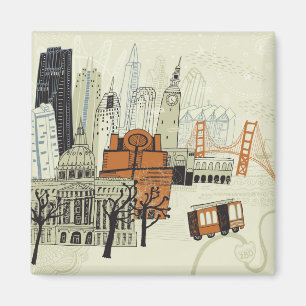 Doodle San Francisco Scene Magnet