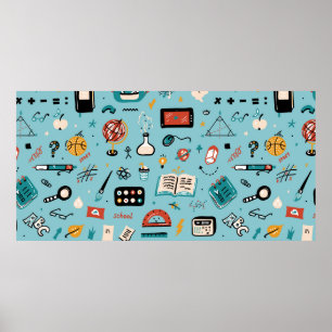 Doodle School versorgt Icons Vintag Nahtlos Patt Poster
