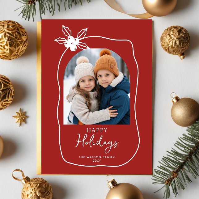 Doodle Scribble Weihnachten 4 Foto Handgezeichnet (Doodle Scribble Christmas 4 Photo Hand Drawn Holiday Card)