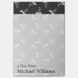 Doodle Segelboot-Muster  Name hinzufügen Post-it Klebezettel