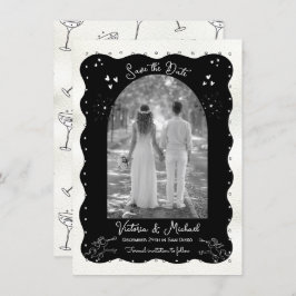 Doodle Sketch Cherub Funky Save the Date Arch Einladung