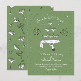 Doodle Sketch Funky Champagne Wedding Einladung