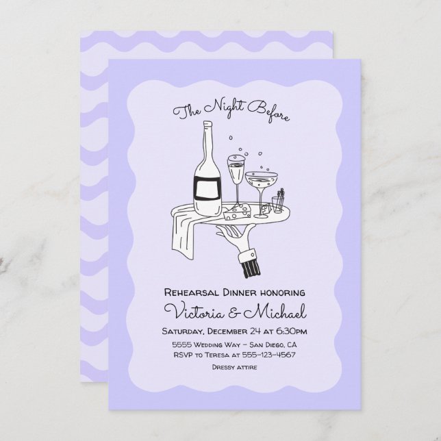 Doodle Sketch Funky Probe Dinner Einladung (Vorne/Hinten)