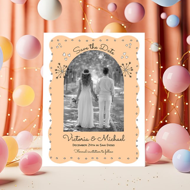 Doodle Sketch Funky Save the Date Arch Einladung (Von Creator hochgeladen)