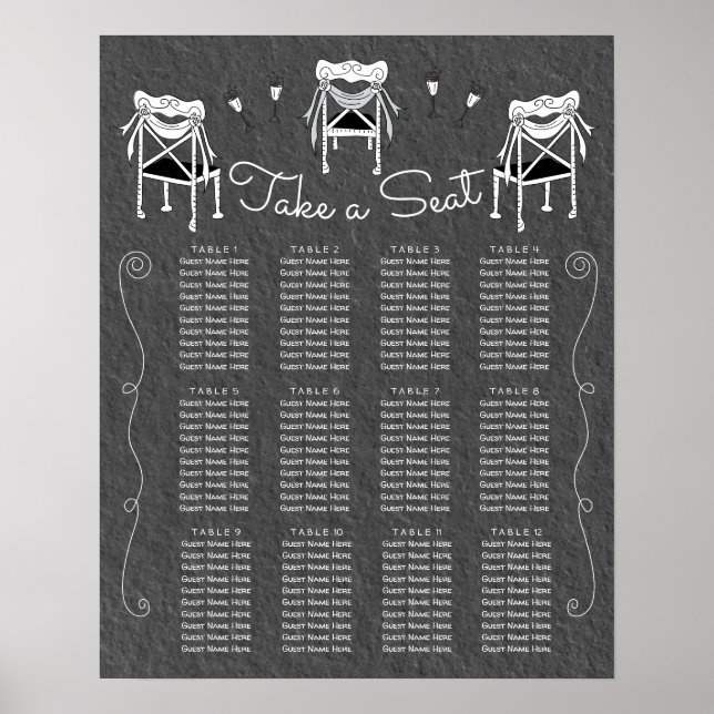 Doodle Sketch handgezeichnete Stühle Sitzplan Poster (Vorne)