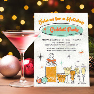 Doodle Sketch Retro Weihnachts-Cocktailparty Einladung