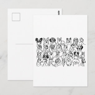 Doodle skizzierte Hunde Umriss Postkarte