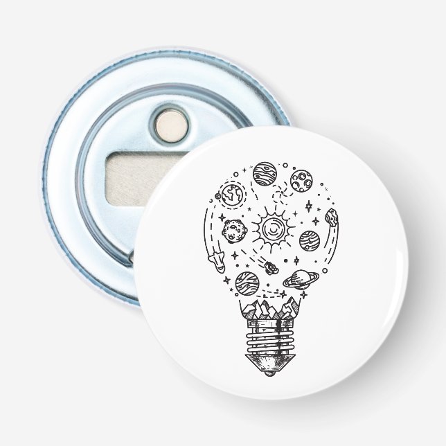 Doodle Solar System in Bulb Flaschenöffner (Vorderseite)