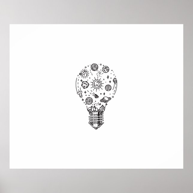 Doodle Solar System in Bulb Poster (Vorne)