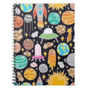 Doodle Space: HandGezeichnet Vintager Kosmos. Notizblock