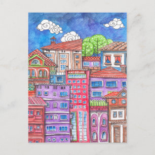 Doodle Stadt. Postkarte