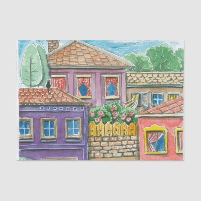 Doodle-Stadt Seidenpapier (Vorderseite)