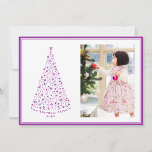 Doodle Star Tree Lila Feiertagskarte
