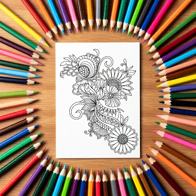 Doodle Style Floral Farbe Ihre eigene Karte (Von Creator hochgeladen)