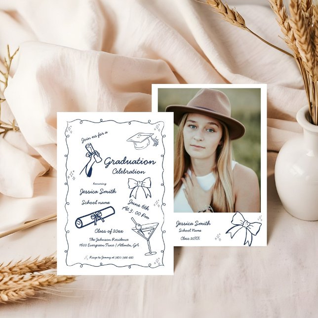 Doodle Style Handgezeichneter Abschluss Einladung (Von Creator hochgeladen)