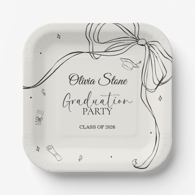 Doodle Style Senior Graduation Party Hand Drawn Pappteller (Vorderseite)