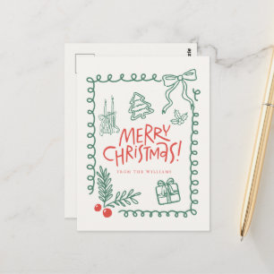 doodle süß wunderlich fröhliche weihnachten postkarte