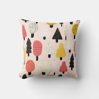 Doodle Trees: Vintage, Abstrakte Natur. Kissen