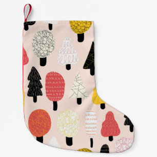 Doodle Trees: Vintage, Abstrakte Natur. Kleiner Weihnachtsstrumpf