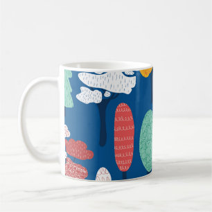 Doodle Trees: Vintage Kinder Hintergrund. Kaffeetasse