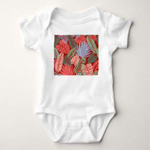 Doodle Tropical Blätter: Dunkel von Hand Gezeichne Baby Strampler