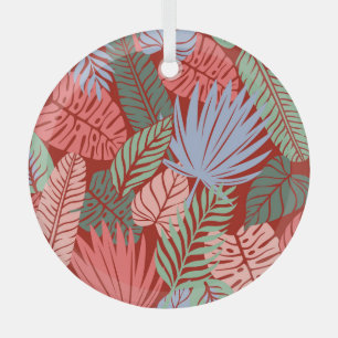 Doodle Tropical Blätter: Dunkel von Hand Gezeichne Ornament Aus Glas