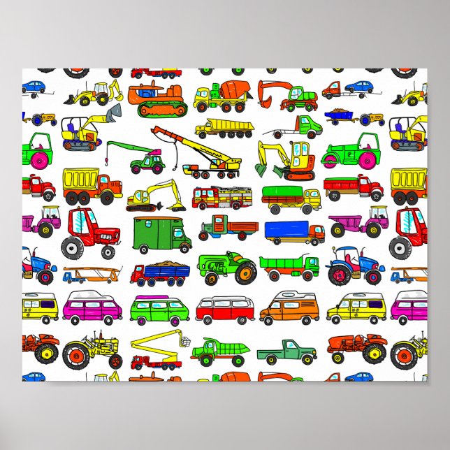 Doodle Trucks Vans and Automobile Poster (Vorne)