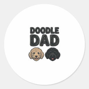 Doodle-Vater Vintage-Hunde-Vater-Shirt-Design_1 Runder Aufkleber