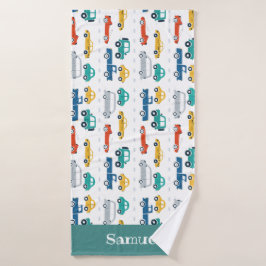 Doodle Vehicles Kinder Personalisierte Bezeichnung Badehandtuch