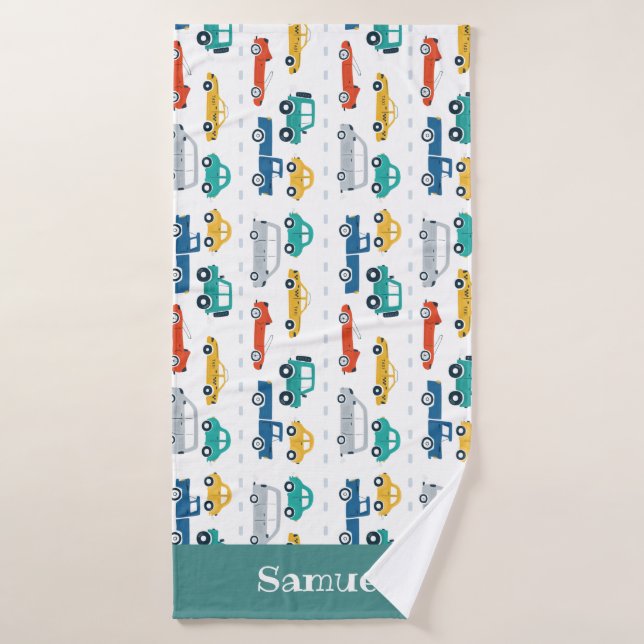 Doodle Vehicles Kinder Personalisierte Bezeichnung Badehandtuch (Badehandtuch)