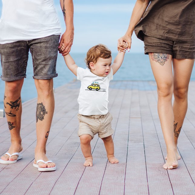 Doodle Vintage Car Baby T-shirt (the vintage family holiday vacation season sea travel.)
