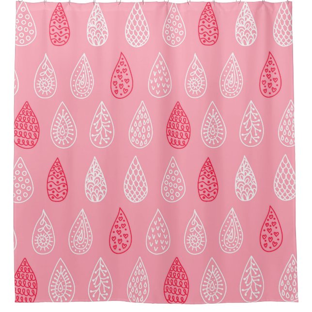 Doodle-Wasser fällt: Vintages Muster Duschvorhang (Vorderseite)