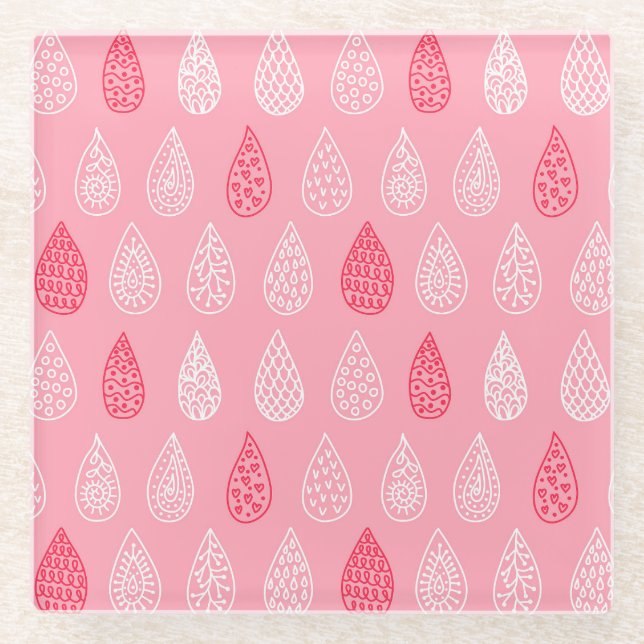 Doodle-Wasser fällt: Vintages Muster Glasuntersetzer (Vorderseite)