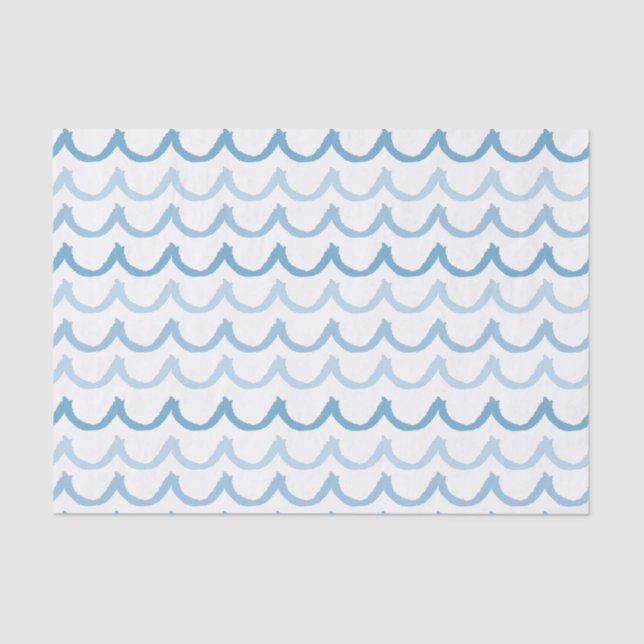 Doodle Waves in Blue Seidenpapier (Vorderseite)