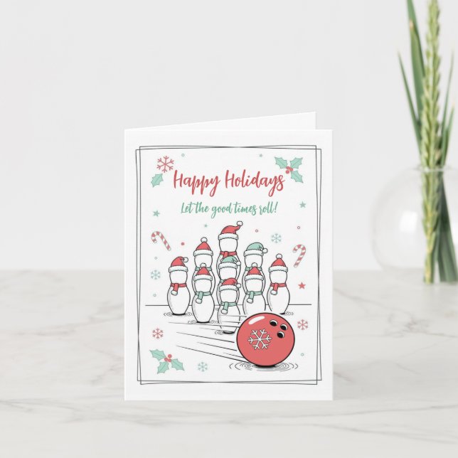 Doodle Weihnachts-Bowling-Feiertags-Grußkarten Feiertagskarte (Vorderseite)