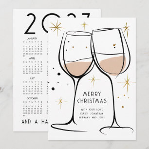 Doodle Weingläser 2027 Kalender Frohe Weihnachten